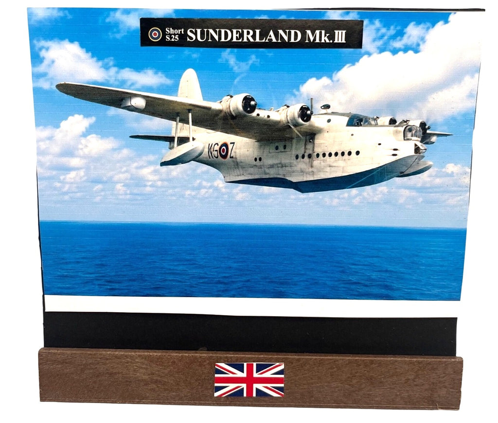 Model Flying Boat Sunderland Mk III Model Airplane 1:144 /Scale With Wooden Base & Plaque - Collectible Display Piece