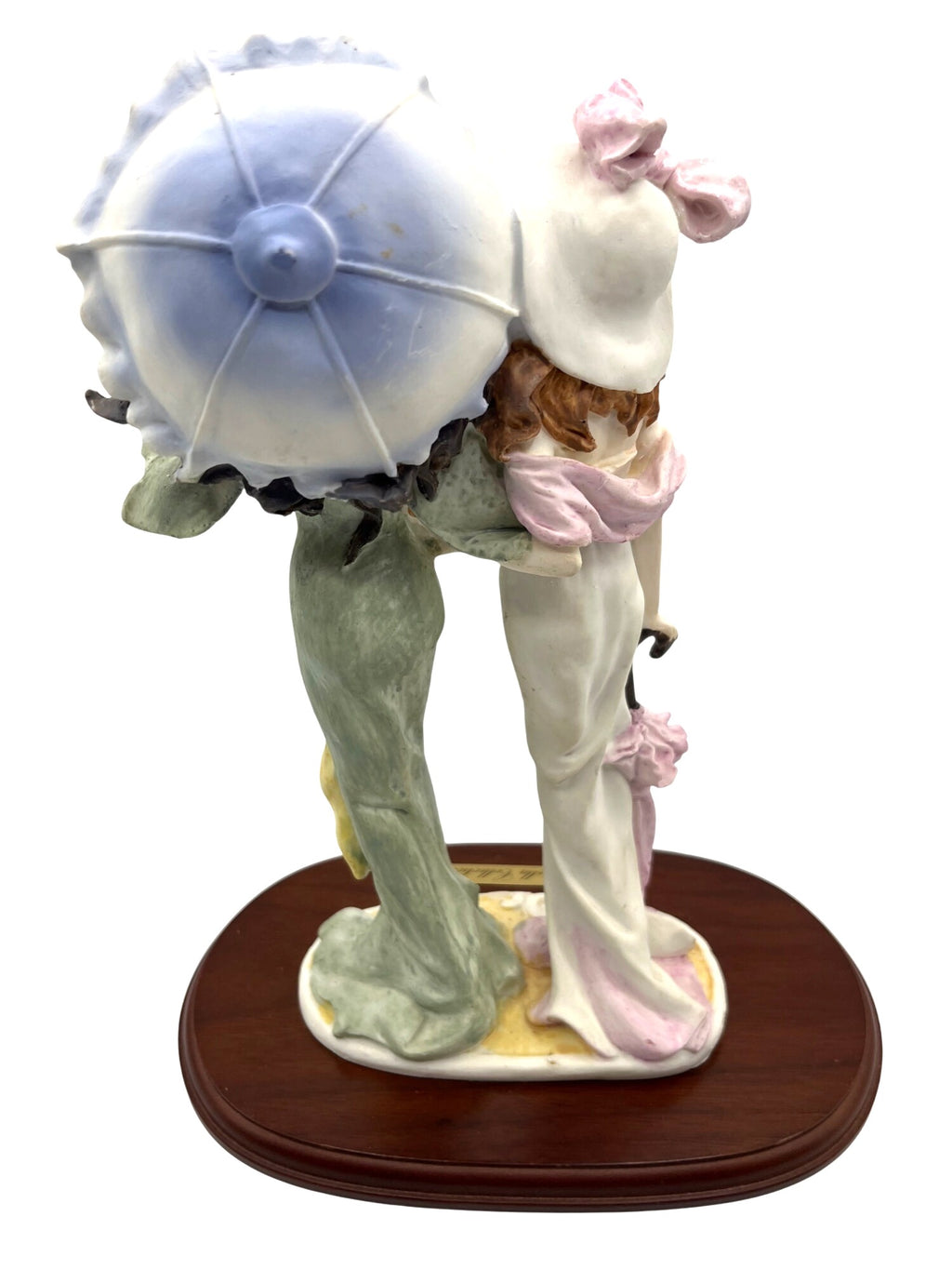 La Verona Art Deco Figurine from The Mirella Collection. Two Ladies in With Parasols On Wooden Base 11" tall