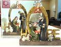 Nativity Watercolor Figurine With "Hope" Design By Elements Mary Joseph Baby Jesus and Angel 7" wide 6.5" high