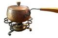 Vintage Swiss Stockli Netstal Textured Hammered Copper Fondue Pot w Iron Stand Burner and Fuel Burner
