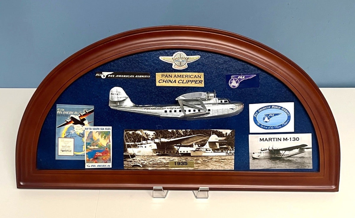 Pan American China Clipper Martin M-130 Wall Display With Images & Model Plane 20x10"