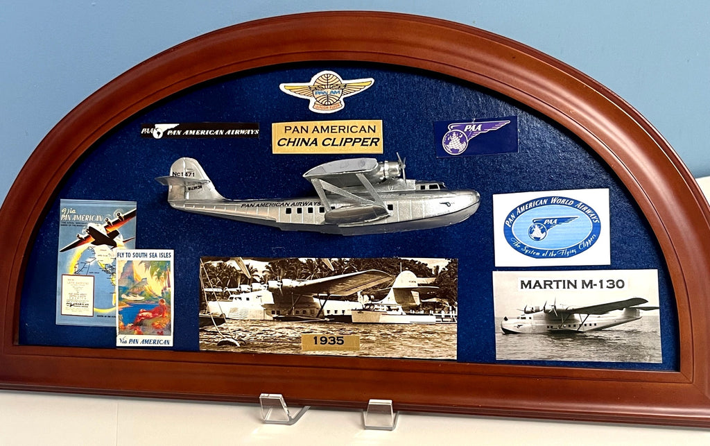 Pan American China Clipper Martin M-130 Wall Display With Images & Model Plane 20x10"