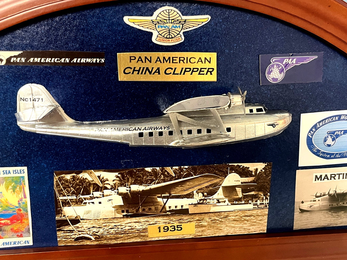 Pan American China Clipper Martin M-130 Wall Display With Images & Model Plane 20x10"
