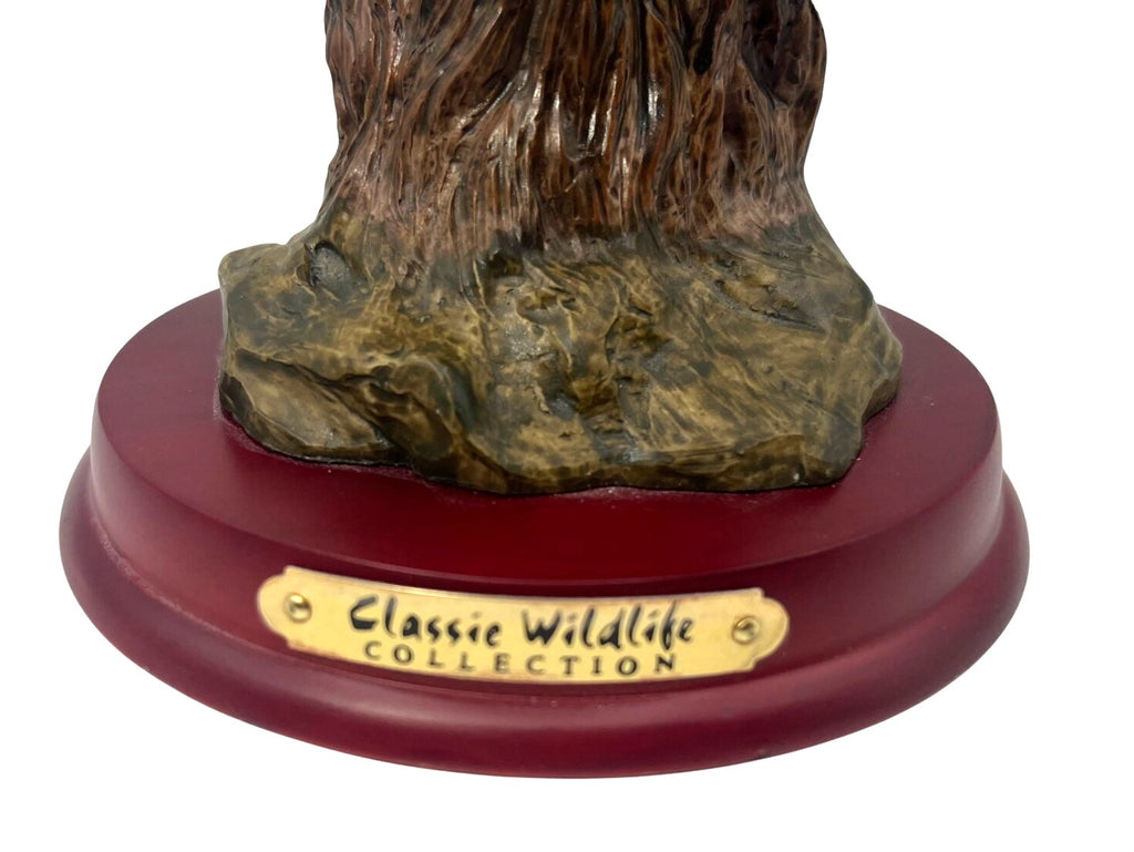 Buffalo Bust Sculpture On Wooden Base From Classic Wildlife Collection 7.5" tall
