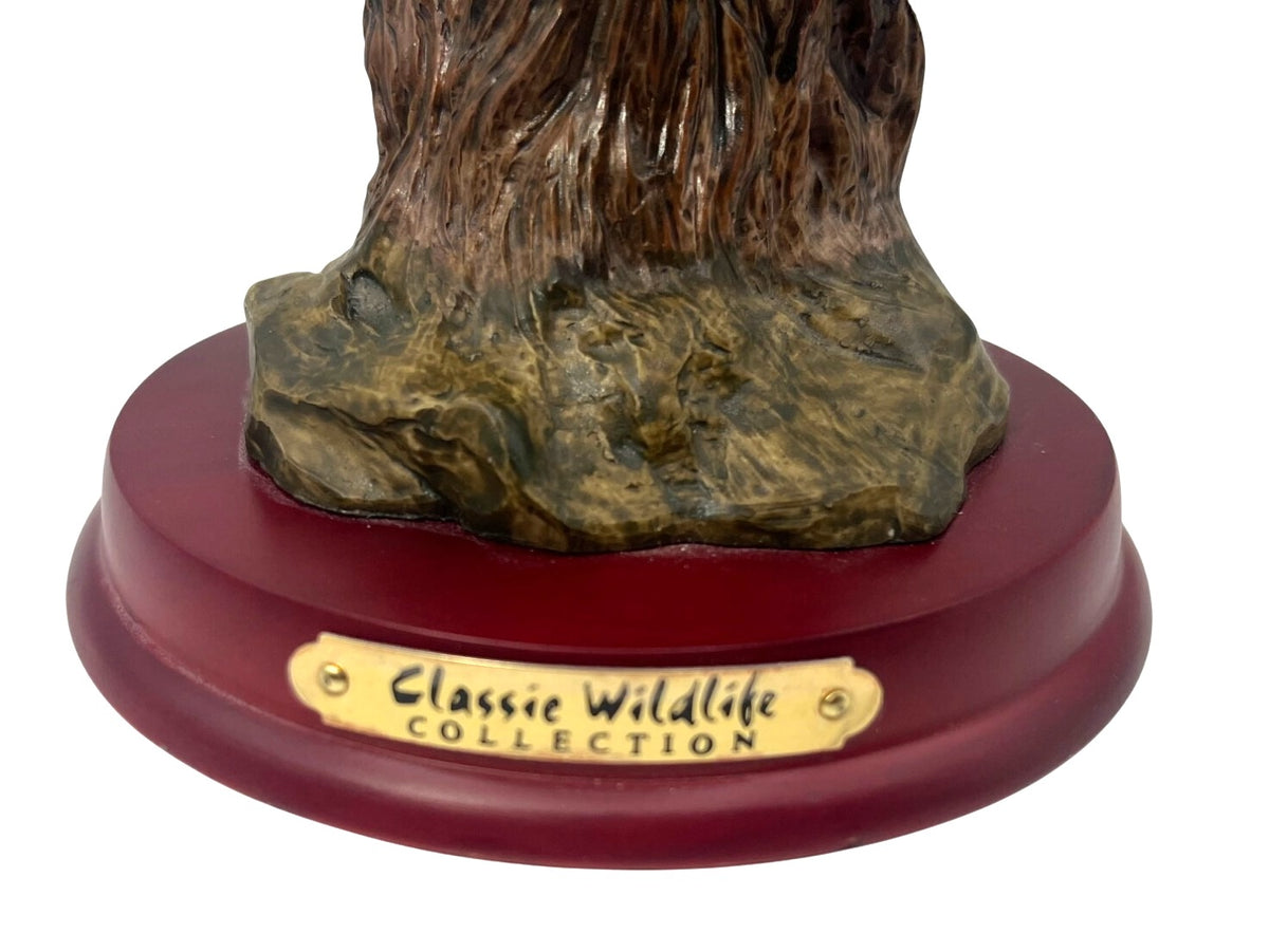 Buffalo Bust Sculpture On Wooden Base From Classic Wildlife Collection 7.5" tall