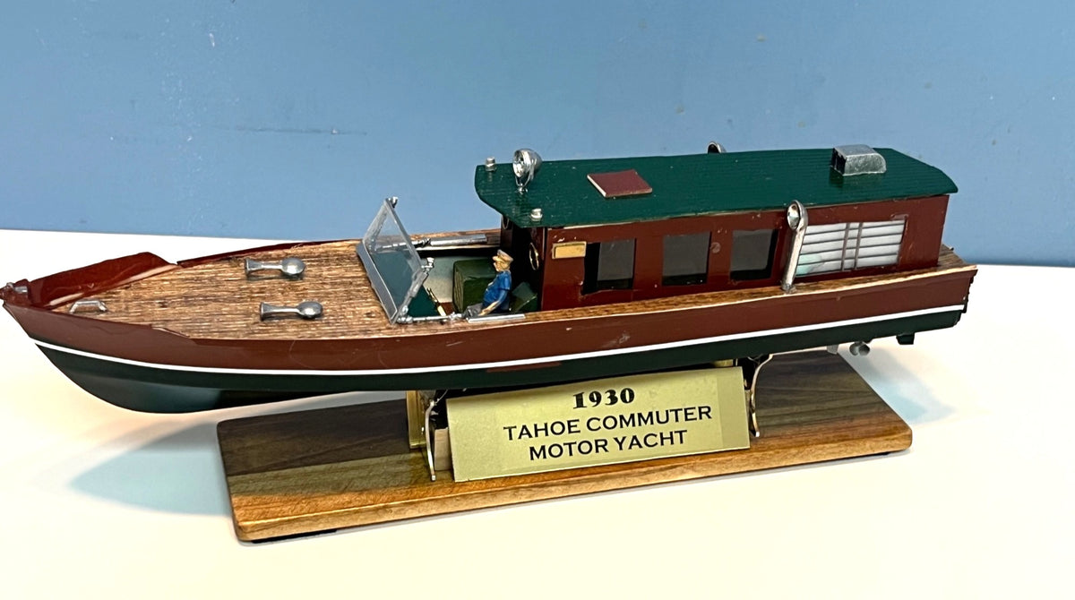 Model Boat1930 Tahoe Commuter Motor Yacht Cabin Cruiser with Display Stand