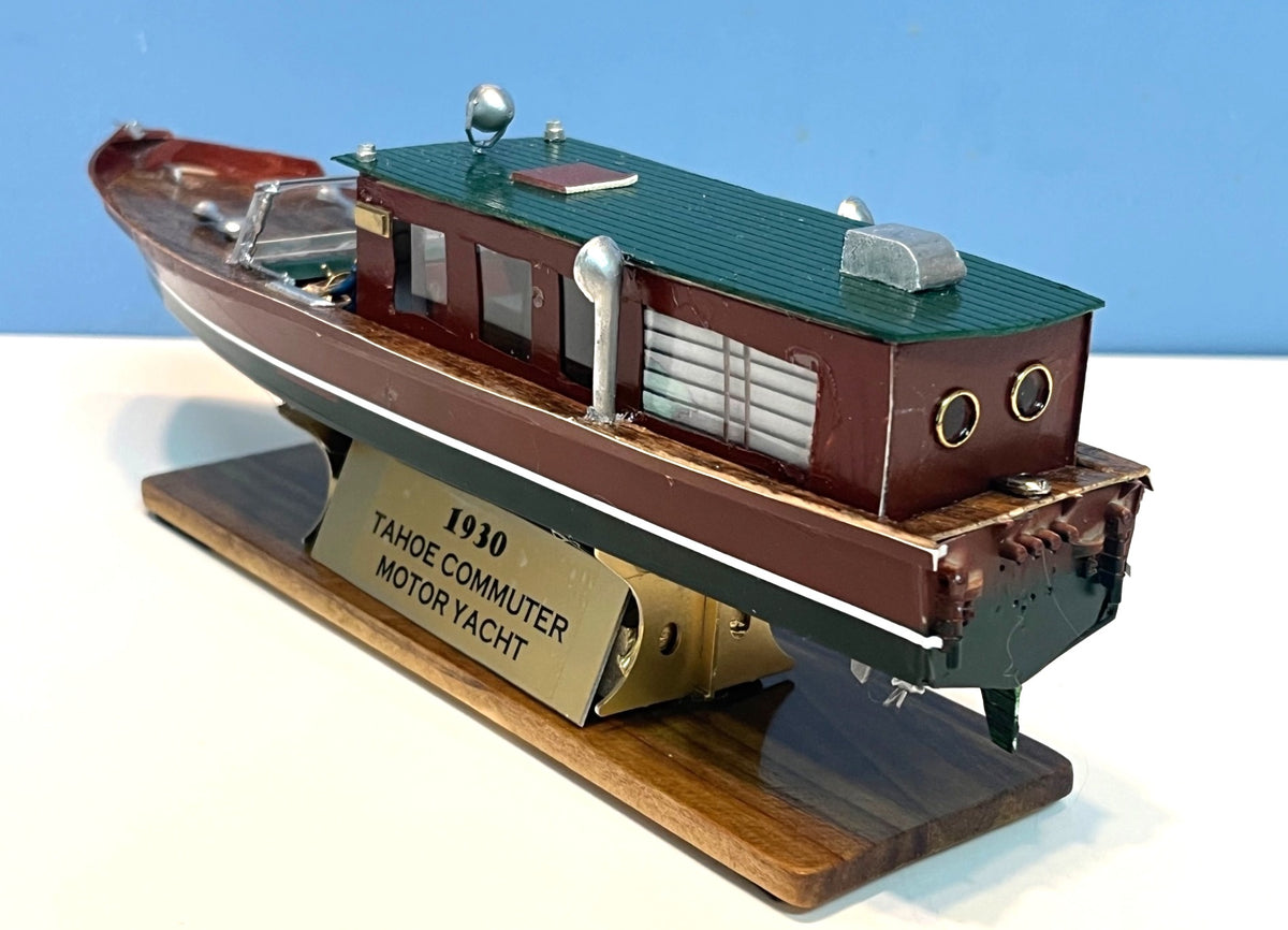Model Boat1930 Tahoe Commuter Motor Yacht Cabin Cruiser with Display Stand