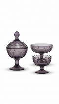 Retro Glass Candy Dish Set with Etched Details