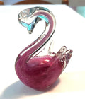 Handblown Glass Swan Figurine With Clear and Pink 4.5" tall