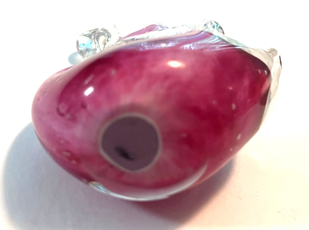 Handblown Glass Swan Figurine With Clear and Pink 4.5" tall