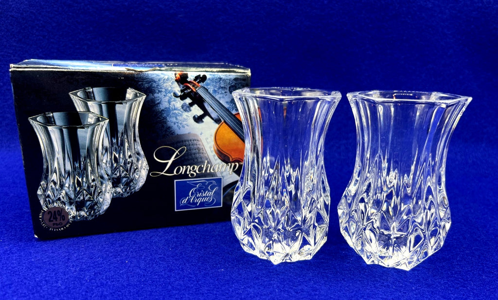 Cristal DArques Longchamp 24% Lead Crystal Mini Vases Set Of 2 Elegant Design 3.25"