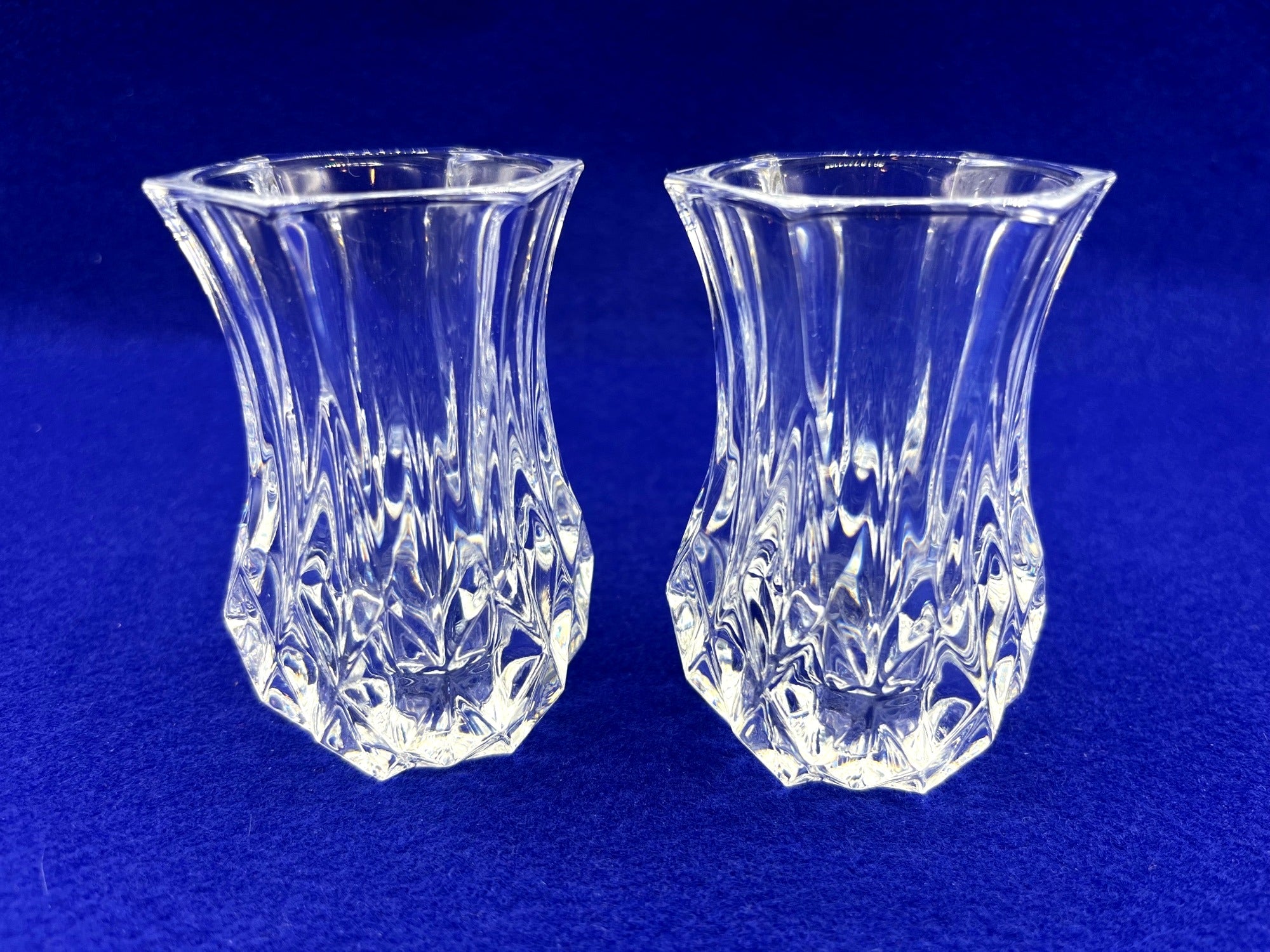 Cristal DArques Longchamp 24% Lead Crystal Mini Vases Set Of 2 Elegant Design 3.25"