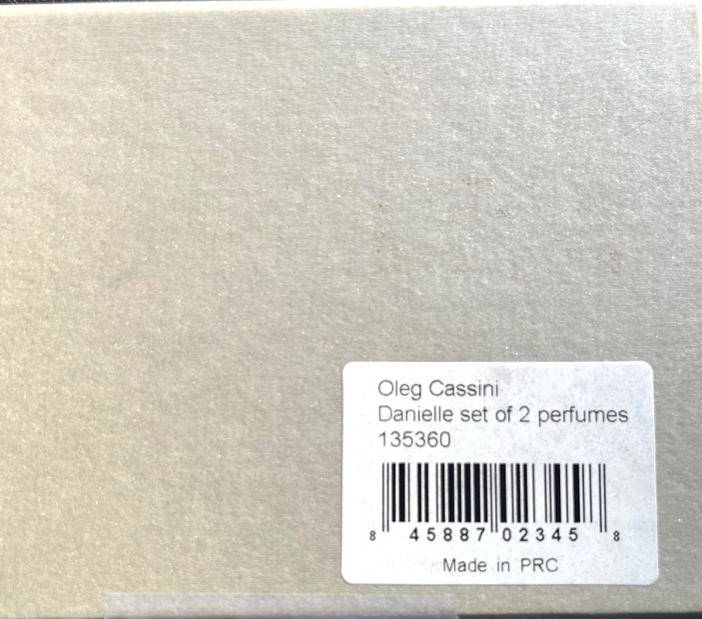 Oleg Cassini Signature Crystal Perfume Bottle Set Of 2 With Box - Danielle Design 3" high