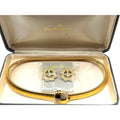 Edelweiss Gold Plated Choker  Necklace & Clip Earrings Set With Crystal Accents