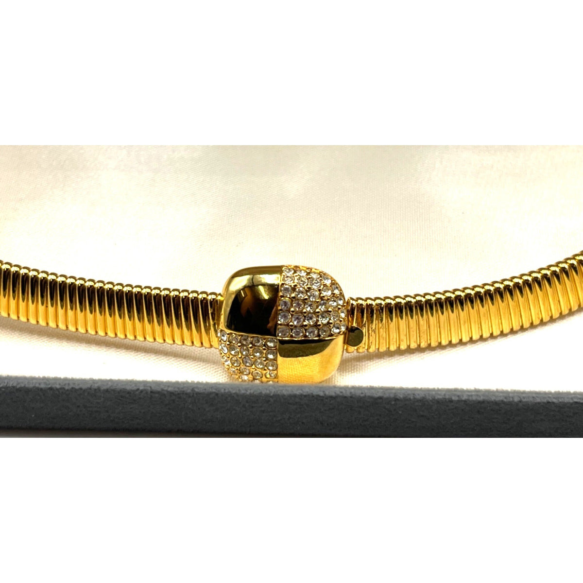 Edelweiss Gold Plated Choker  Necklace & Clip Earrings Set With Crystal Accents