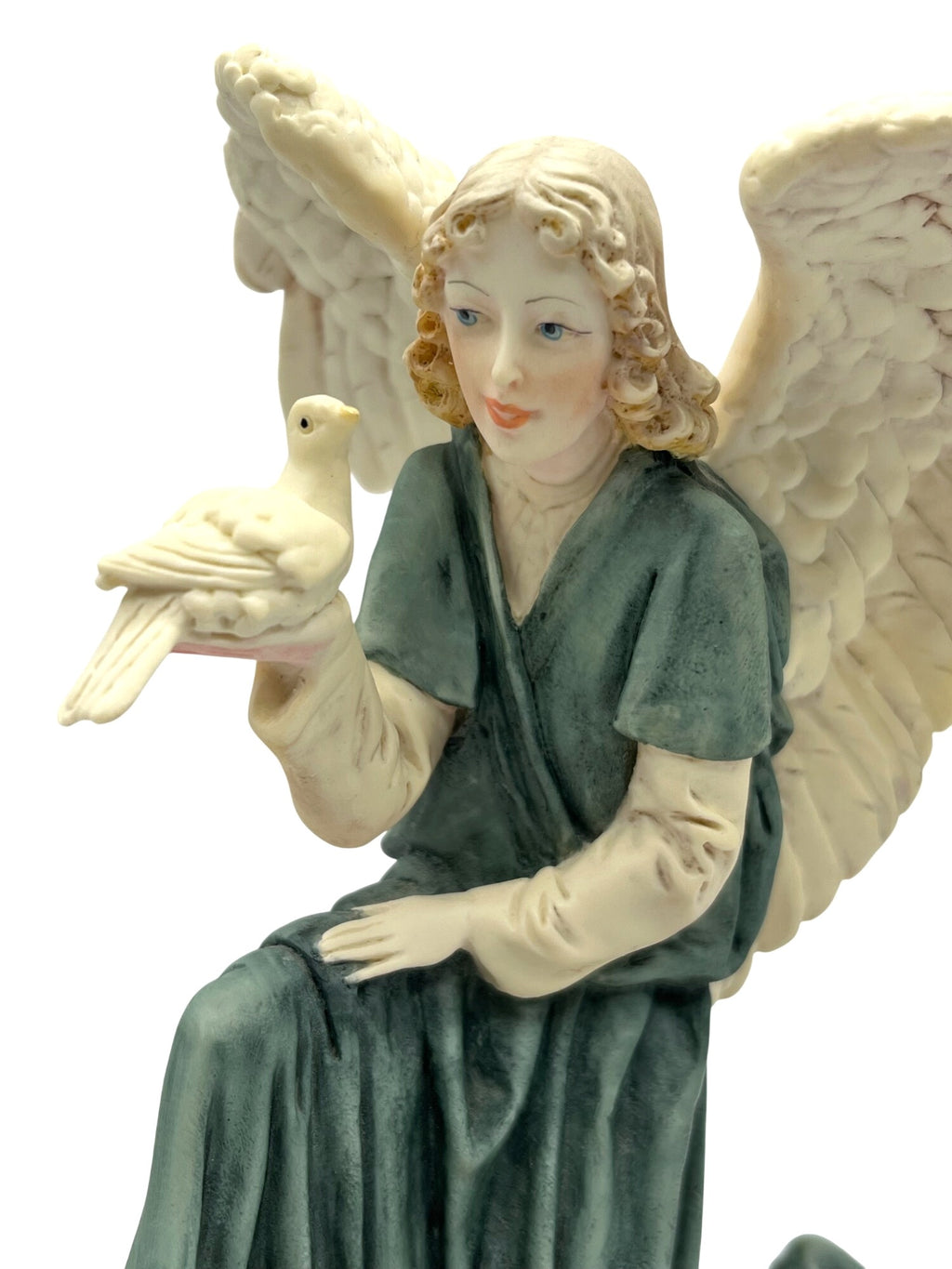 Vintage Angel "Unspoken Word" Figurine With Doves by A Belcari Signed On Wooden Base Made in Italy