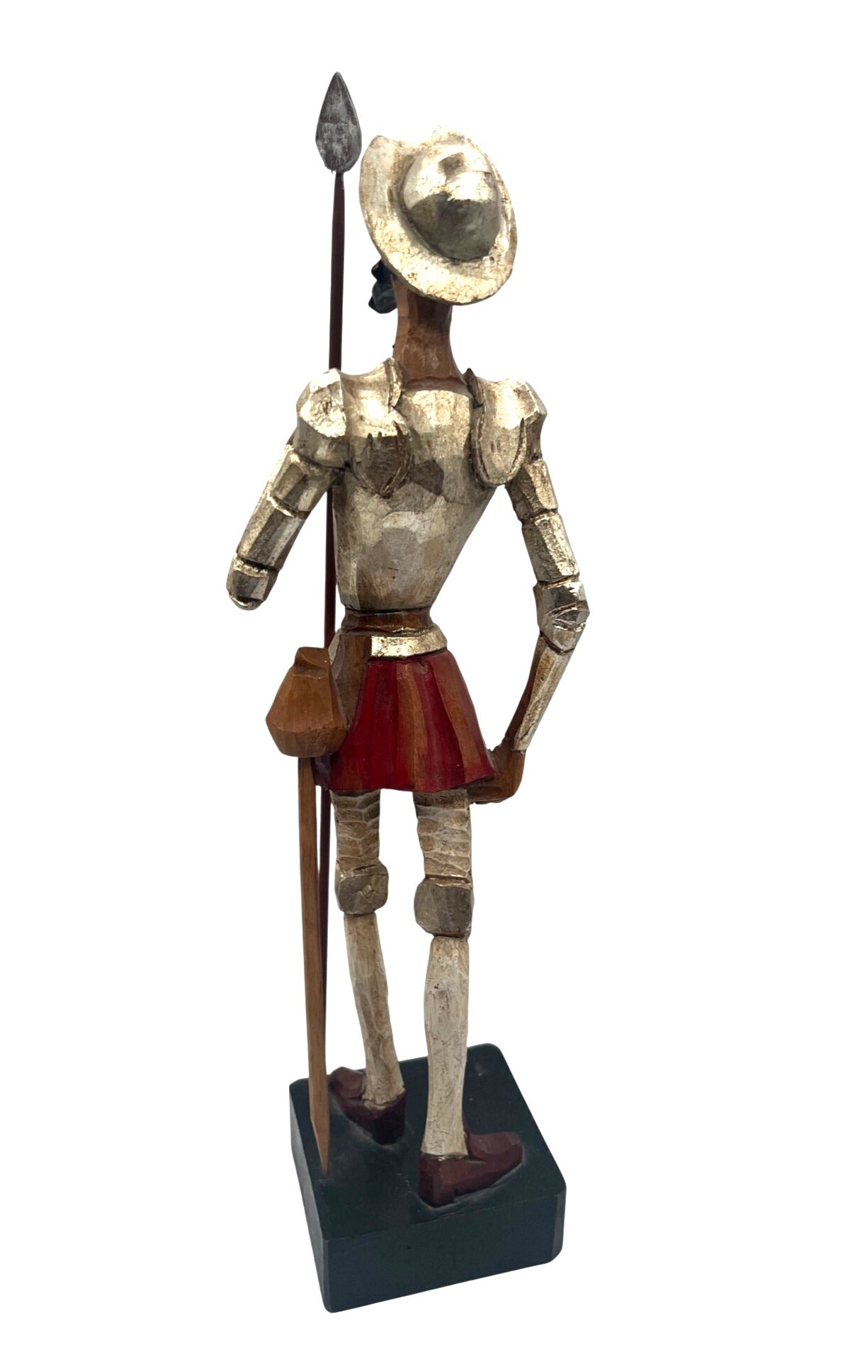Don Quixote Ouro Artesania Carved Wooden Figurine Sculpture With Spear & Base Made in Spain 16" tall