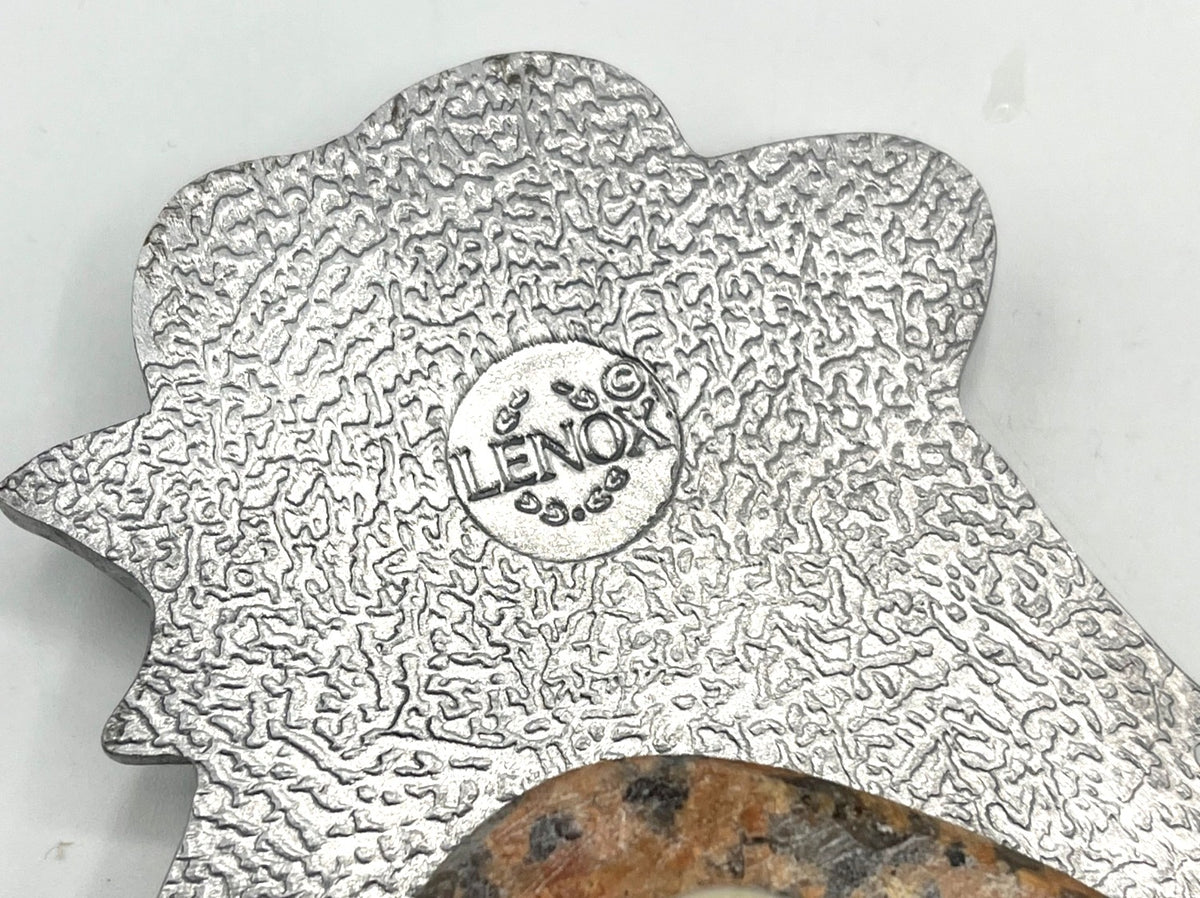 Lenox  Rooster Cheese Board w Knife Set Granite & Pewter Design En Provence 11 x 11 inches