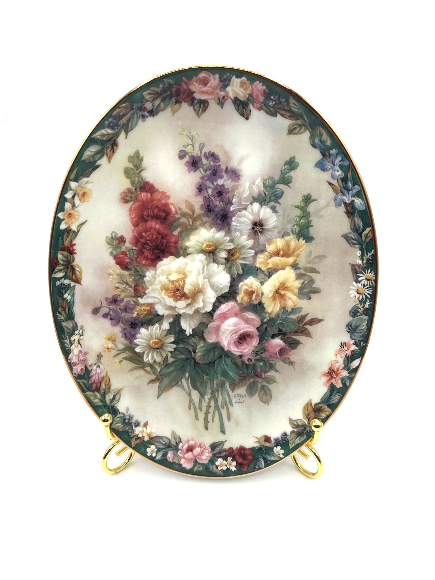 Lena Liu Remembrance Floral Cameo Bradford Exchange Limited Edition Decorative Plate