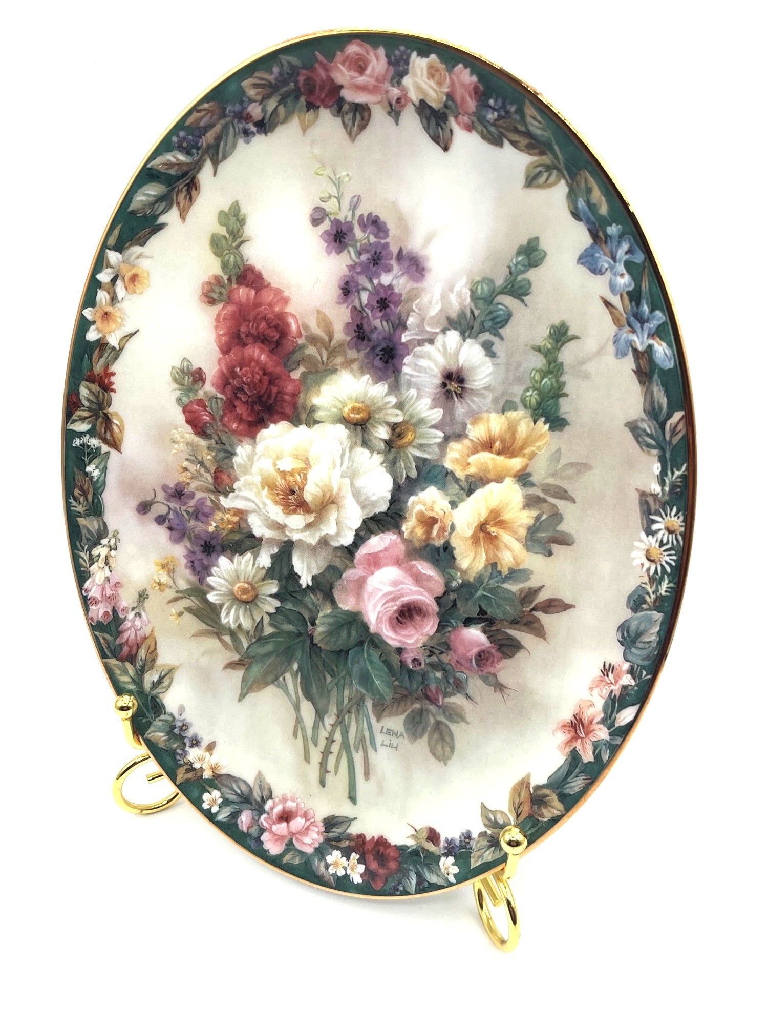 Lena Liu Remembrance Floral Cameo Bradford Exchange Limited Edition Decorative Plate