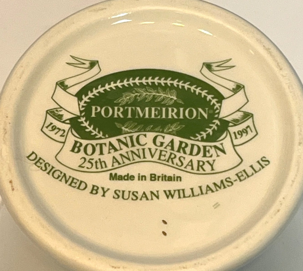 Portmeirion Botanic Garden 25th Anniversary Vase By Susan Williams-Ellis Made In Britain Floral & Butterfly Design Gold Trim 1997