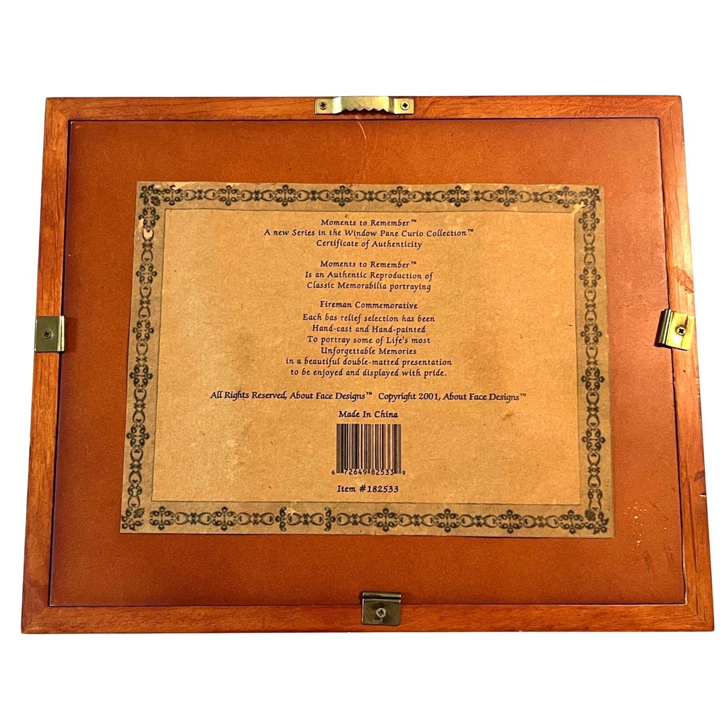 9-11 Commemorative Firefighter Relief Plaque United We Stand Moments To Remember Wood Shadowbox Frame About Faces Design 2001