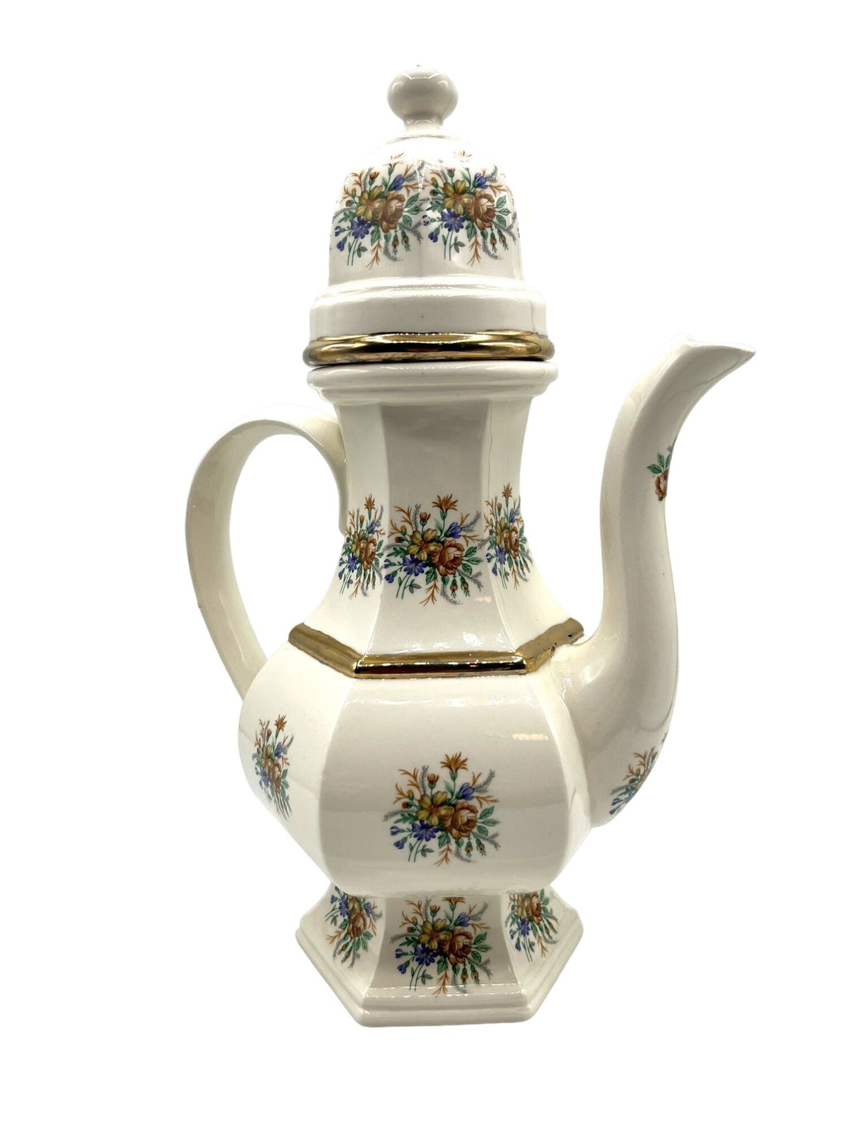 Vintage Victorian Floral Porcelain Teapot With Lid
