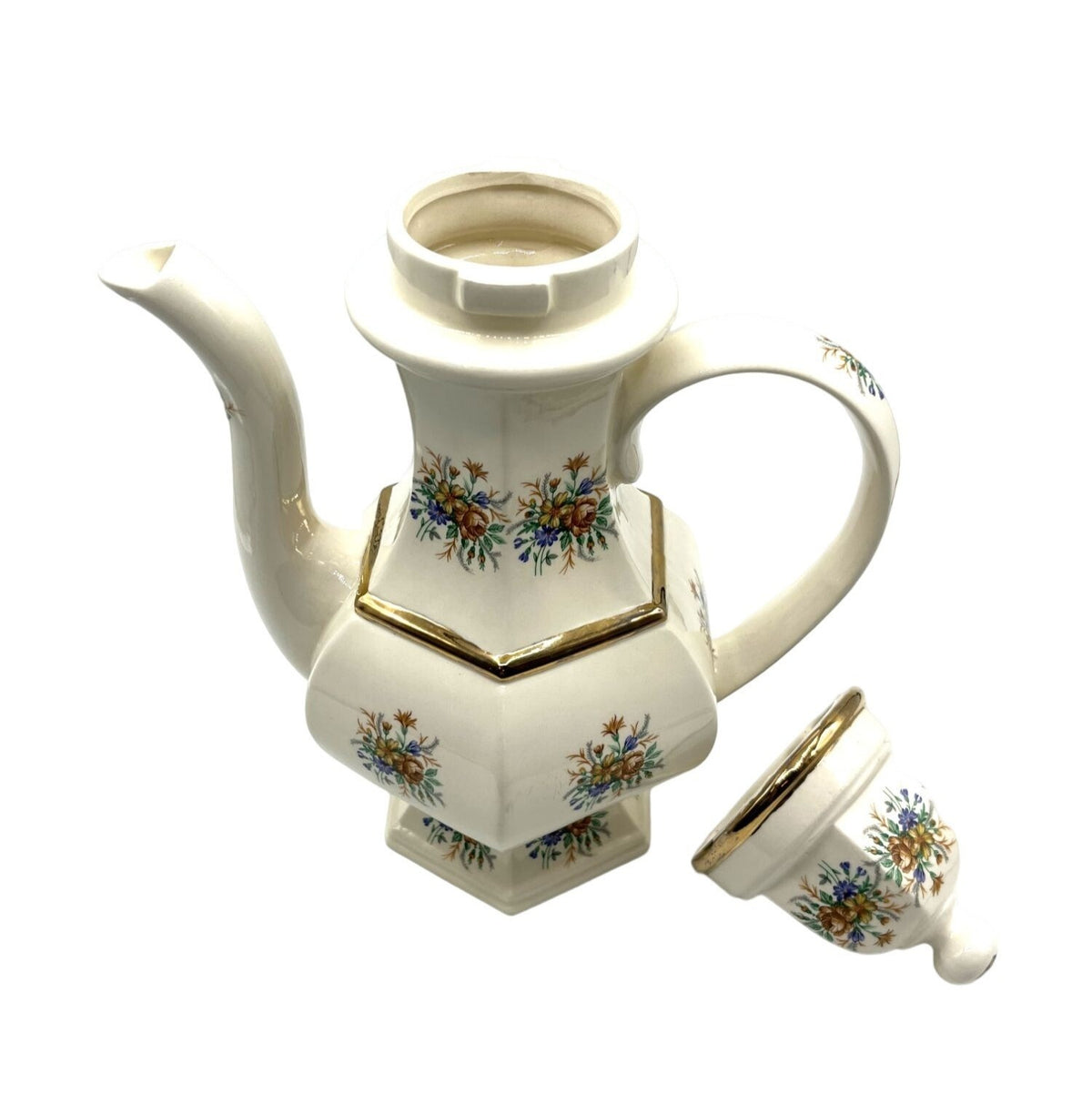 Vintage Victorian Floral Porcelain Teapot With Lid
