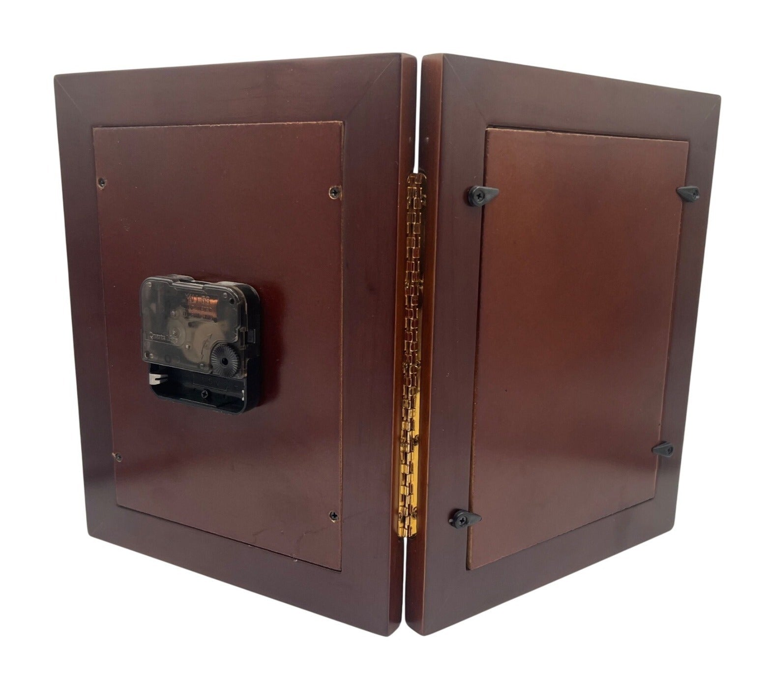Dual-Sided Wooden Desk Clock Picture Frame With Wildlife Art And Roman Numerals