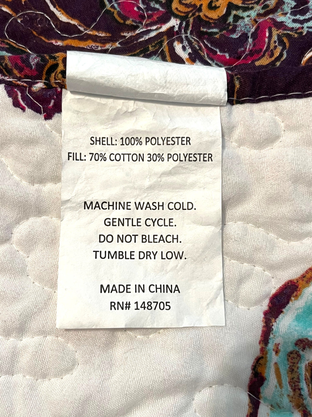 Reversible Purple & White Paisley Quilt Coverlet Full Size with 2 Standard Pillow Shams
