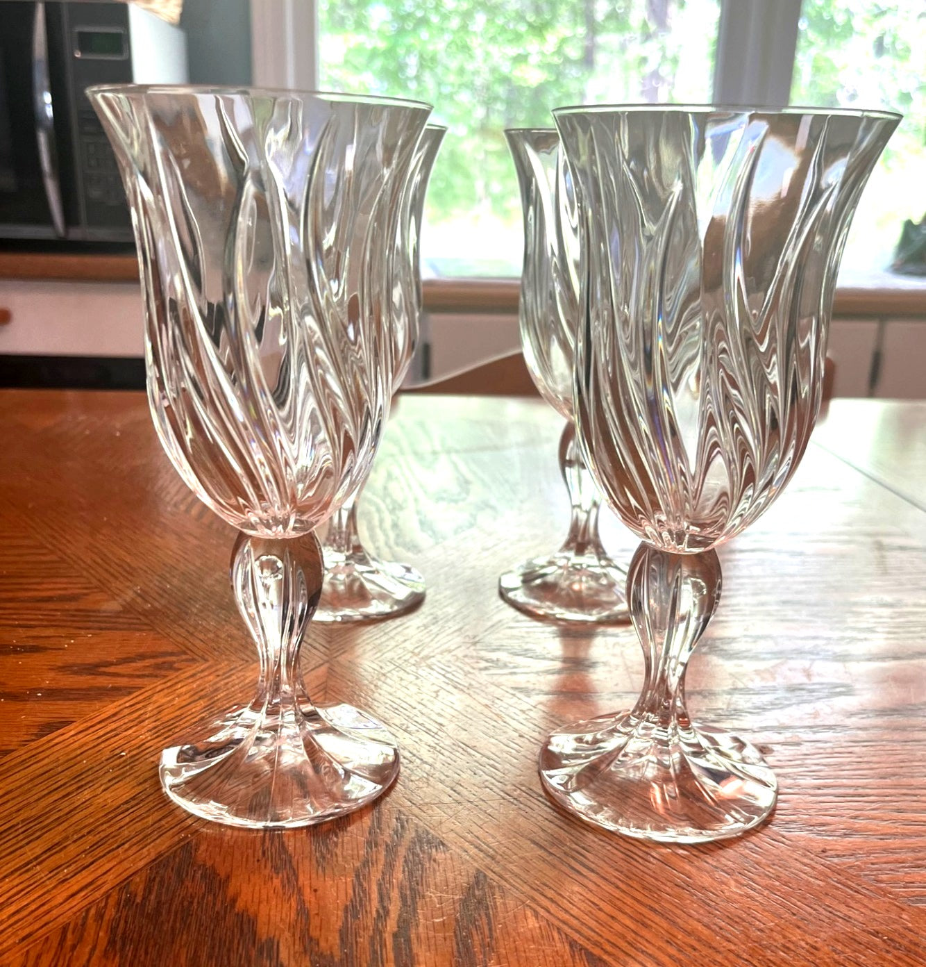 Oneida Crystal Afterglow Pattern Water Goblets Made in Germany Set Of 4 7.5" tall