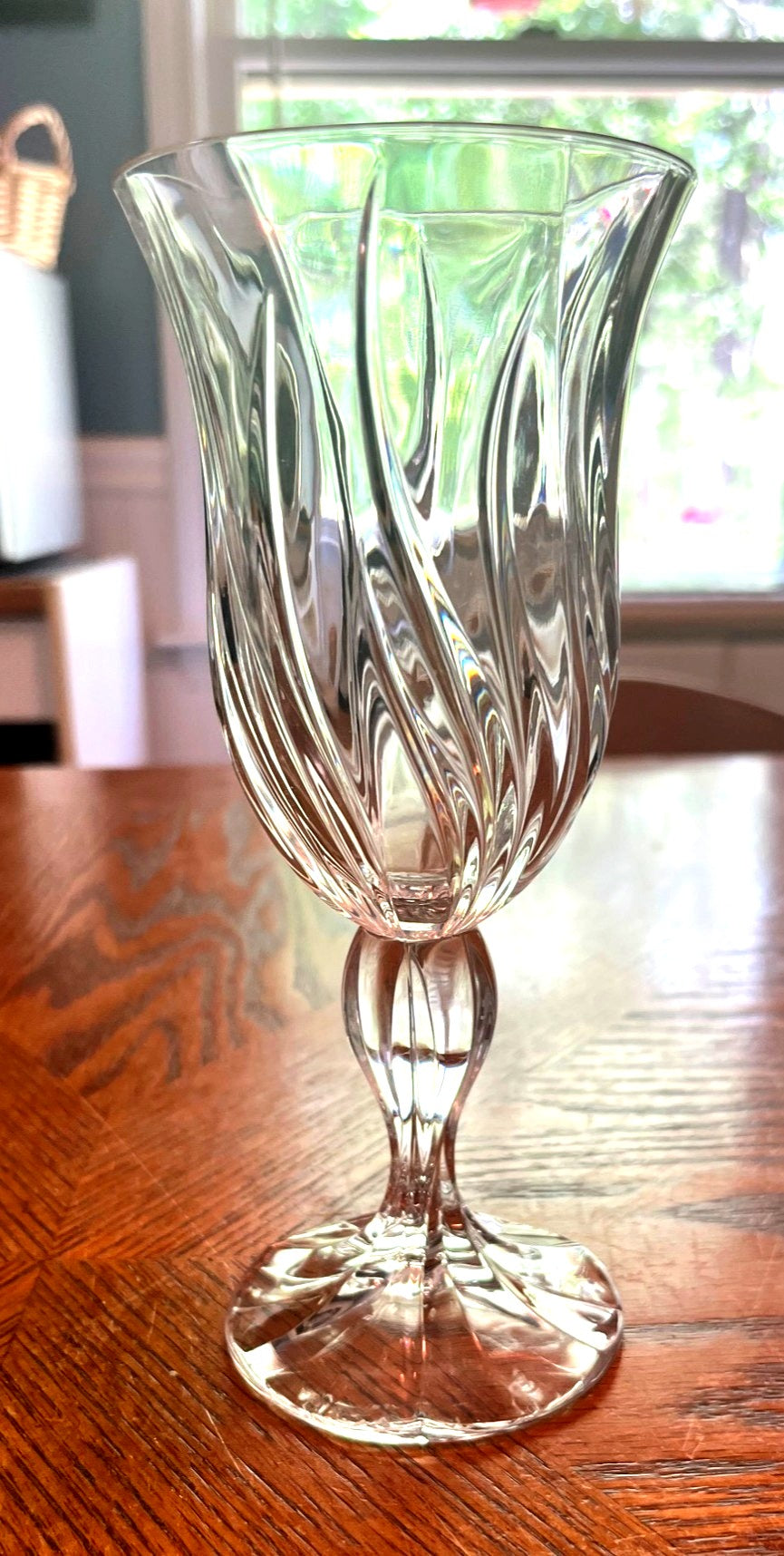 Oneida Crystal Afterglow Pattern Water Goblets Made in Germany Set Of 4 7.5" tall