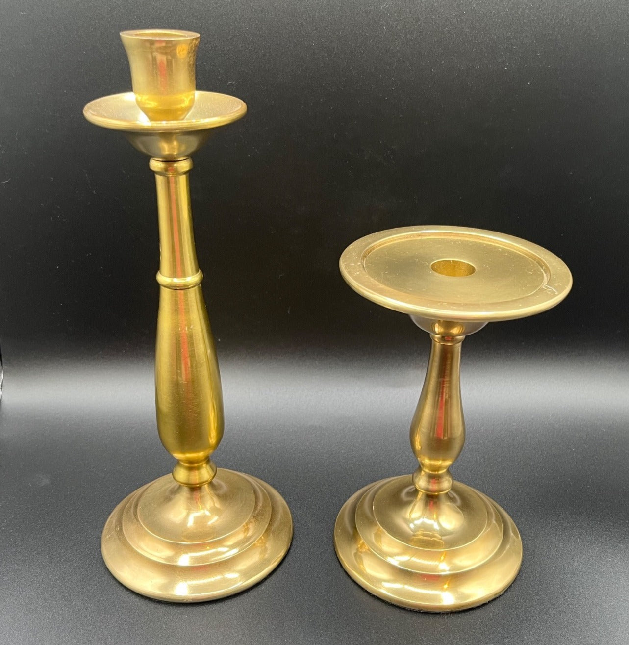 Two Pottery Barn Arlington Brass Candle Holders For Taper Or Pillar Candles