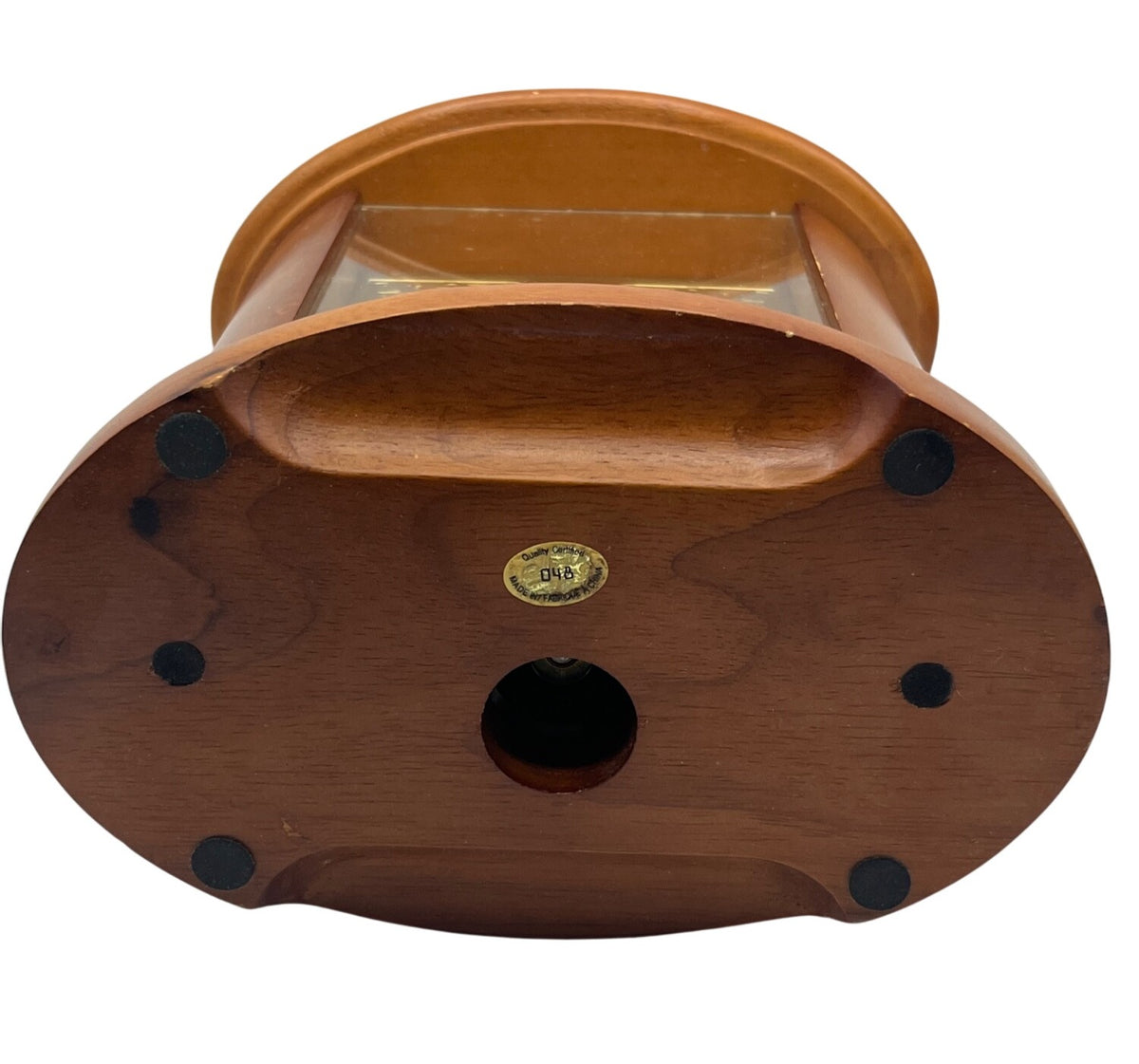 Treasure Every Moment 2000 Wooden Oval Table Clock With Gold & Black Face Vintage-Inspired Home Decor. Chime needs repair. 8.5 tall
