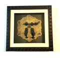 3D Oriental Temple Door Art in Shadow Box Frame w Shou Symbol for Longevity Metal Lock and Fish 14x14x2