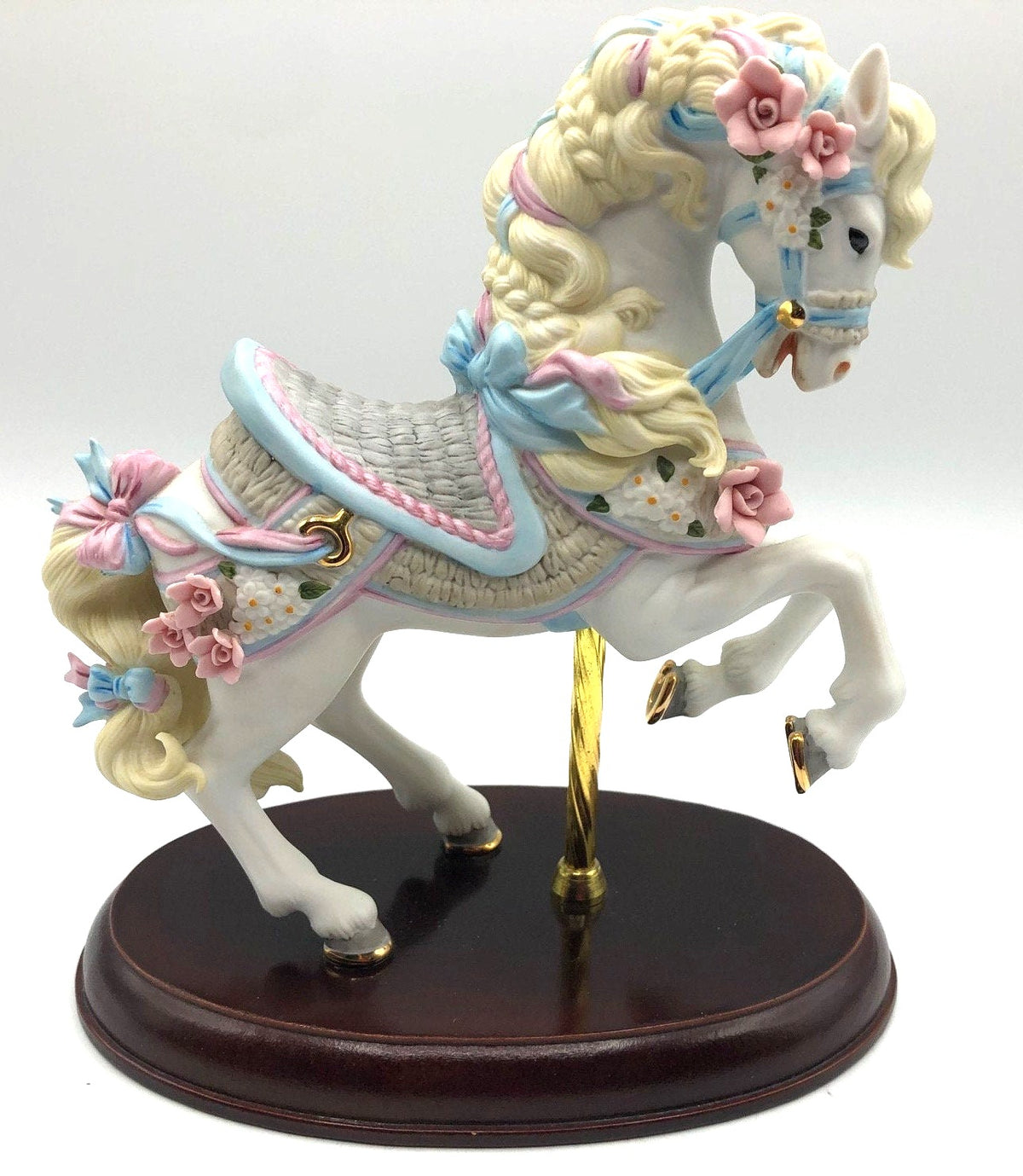 Rare Vintage 1987 Lenox Carousel Horse. First in a series of Legacy Edition Horses. Porcelain w 24 karat gold accents. 4.5" x 7.5" x 9" tall