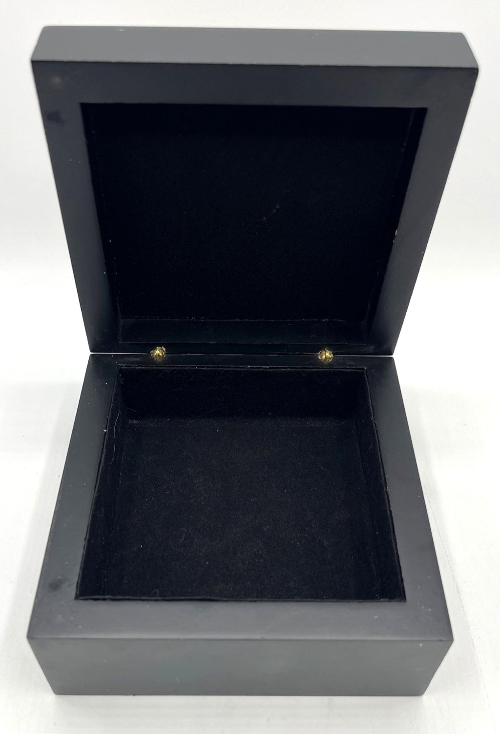 Black Wooden Jewelry Box With Anne Stokes "Glimpse of a Unicorn" Artwork Tile on Hinged Lid Lined Interior Square Shape 5x5 Inches
