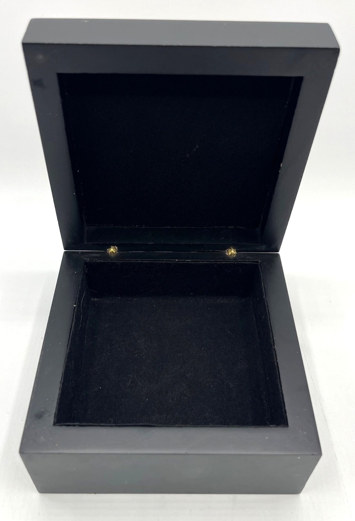 Black Wooden Jewelry Box With Anne Stokes "Glimpse of a Unicorn" Artwork Tile on Hinged Lid Lined Interior Square Shape 5x5 Inches