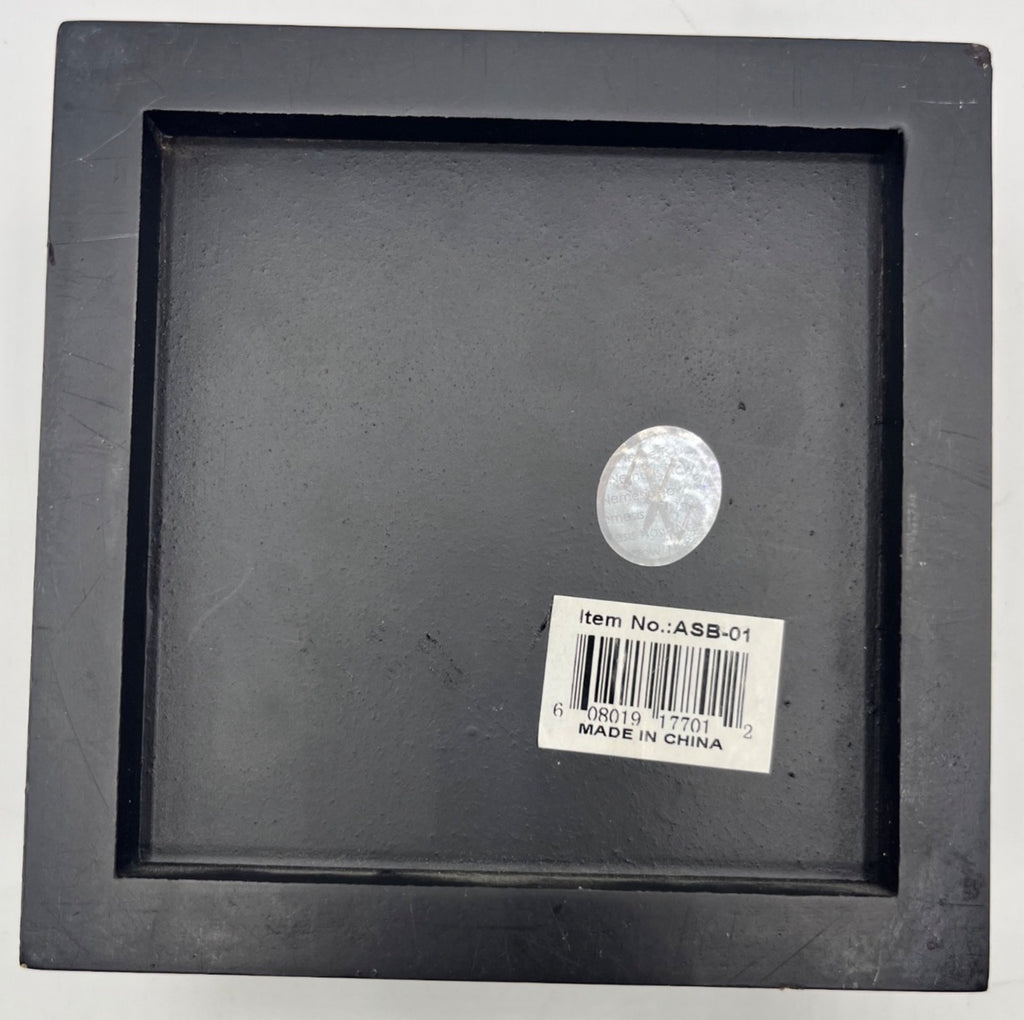 Black Wooden Jewelry Box With Anne Stokes "Glimpse of a Unicorn" Artwork Tile on Hinged Lid Lined Interior Square Shape 5x5 Inches