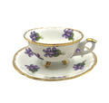 Antique Cherry China Violets Tea Cup & Saucer Set With Gold Trim Made in Japan