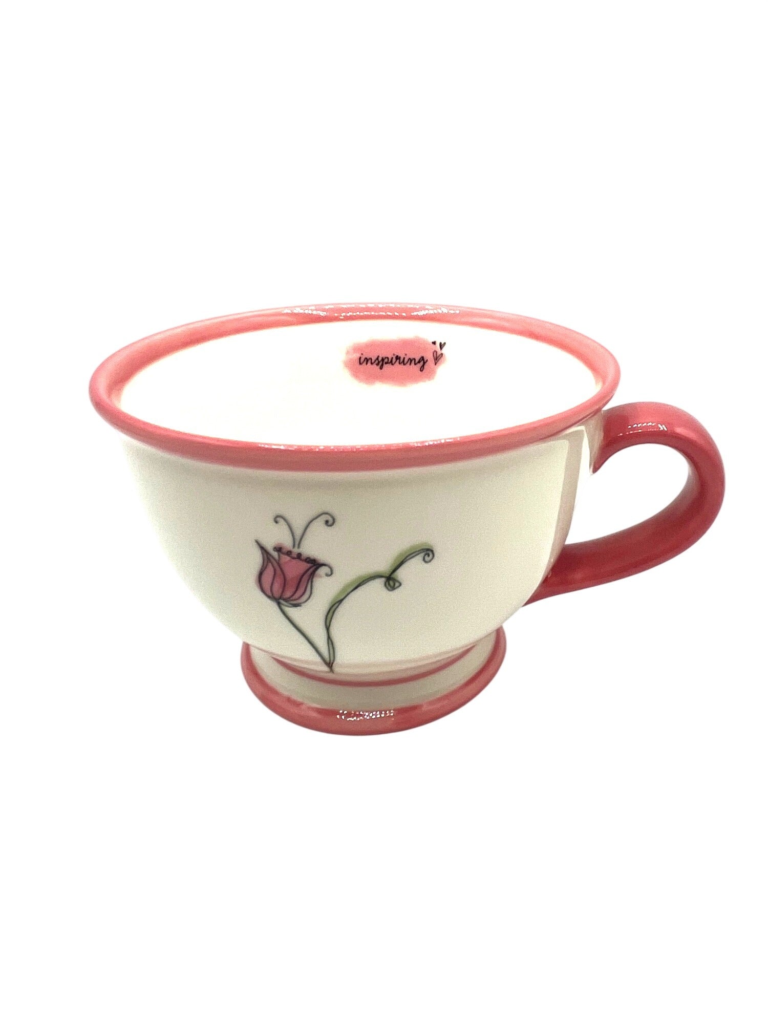 Starbucks Coffee 2006 Pink Floral Ceramic Mug 10 Oz Microwave Dishwasher Safe