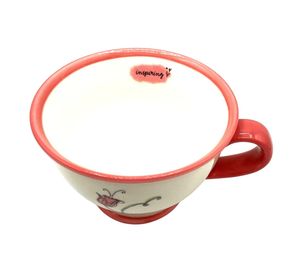 Starbucks Coffee 2006 Pink Floral Ceramic Mug 10 Oz Microwave Dishwasher Safe