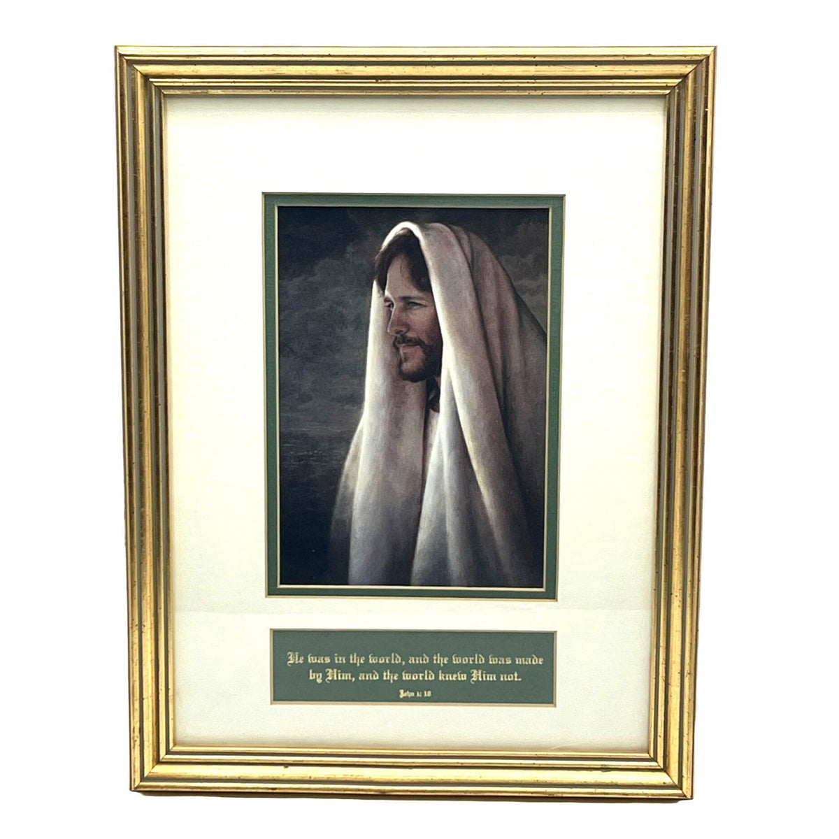 Framed Art Print Portrait of Jesus the "Gentle Healer" by Greg Olsen w John 1:10 Bible Verse