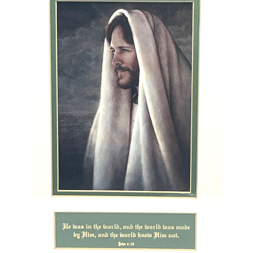 Framed Art Print Portrait of Jesus the "Gentle Healer" by Greg Olsen w John 1:10 Bible Verse
