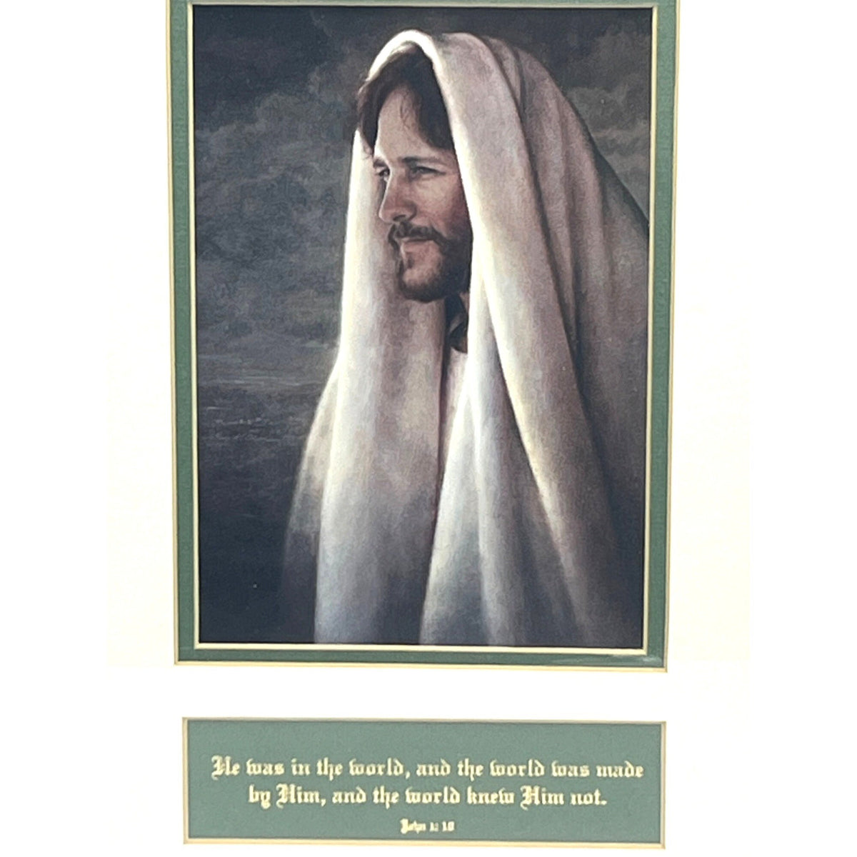 Framed Art Print Portrait of Jesus the "Gentle Healer" by Greg Olsen w John 1:10 Bible Verse