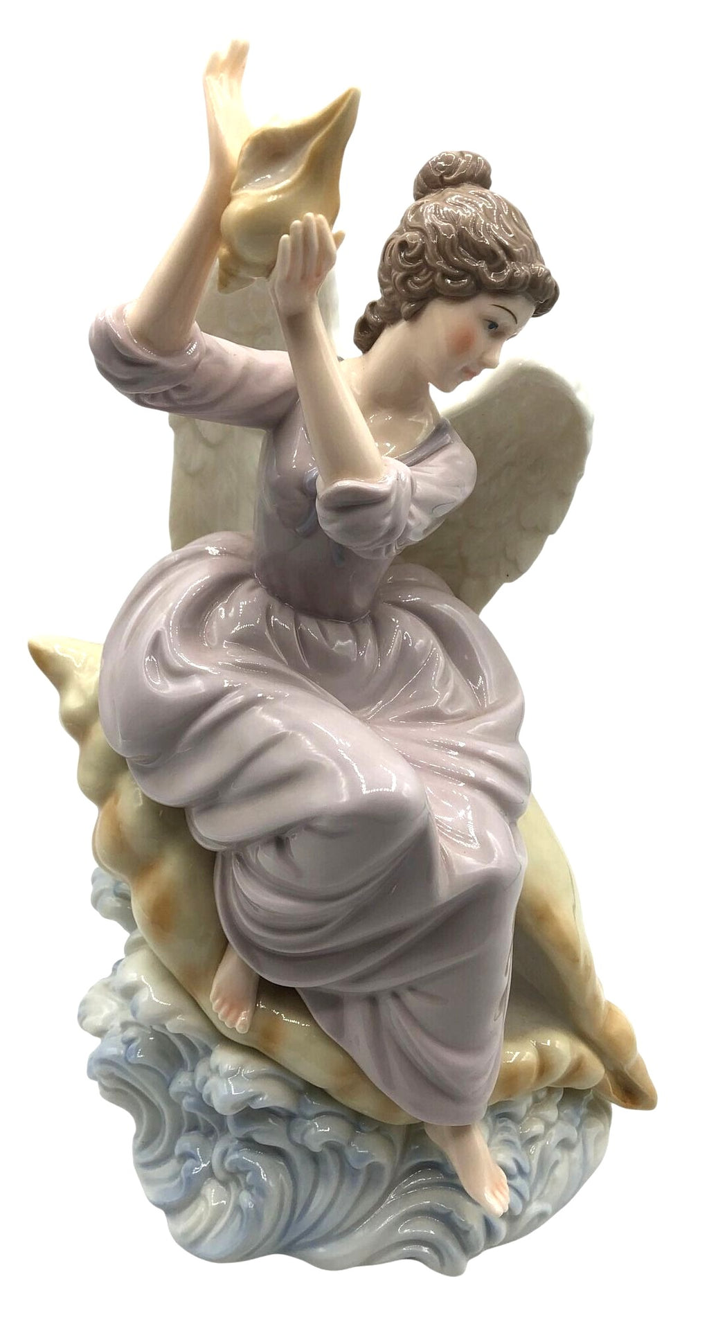 Grandeur Noel Angel at the Sea on a Large Sea Shell, made in China by O'Well. 12.5" tall