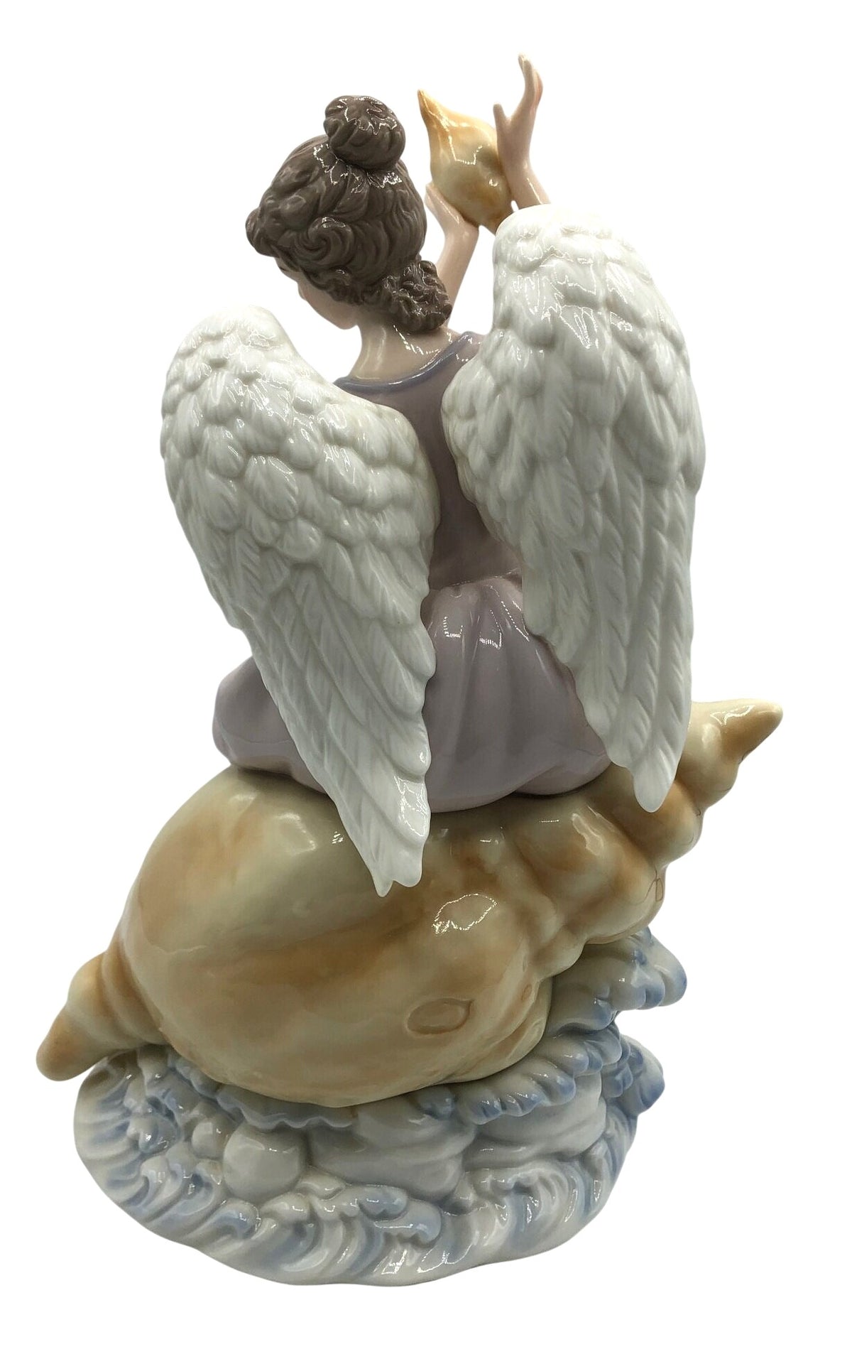 Grandeur Noel Angel at the Sea on a Large Sea Shell, made in China by O'Well. 12.5" tall