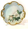 Antique Hand-Painted Bavarian Germany P T Tirschenreuth Porcelain Plate With Gold Trim & Magnolia Design