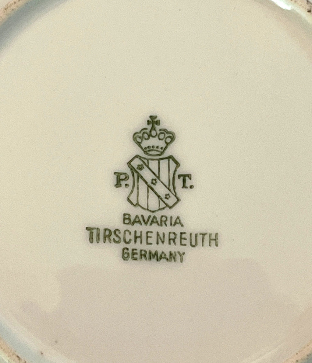 Antique Hand-Painted Bavarian Germany P T Tirschenreuth Porcelain Plate With Gold Trim & Magnolia Design