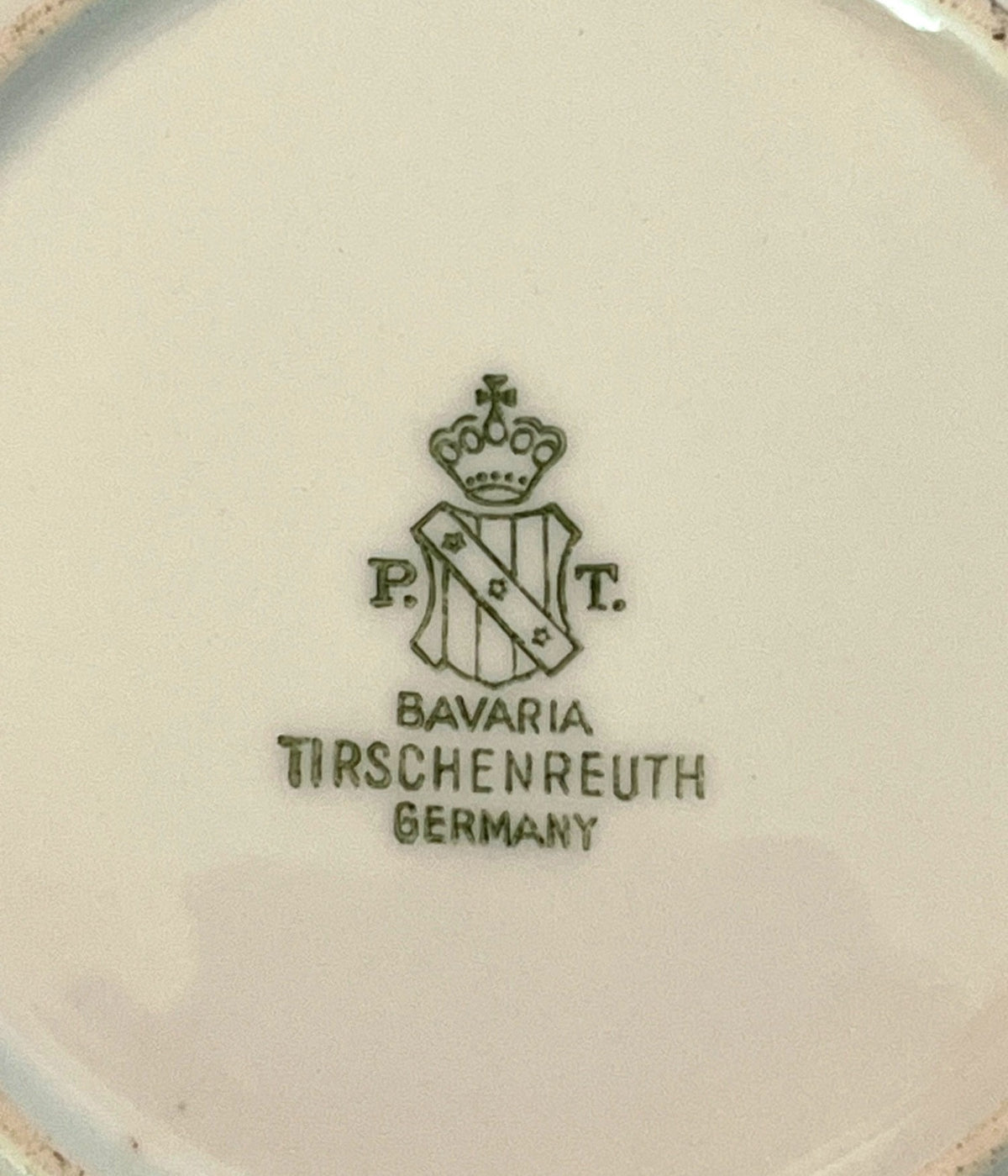 Antique Hand-Painted Bavarian Germany P T Tirschenreuth Porcelain Plate With Gold Trim & Magnolia Design